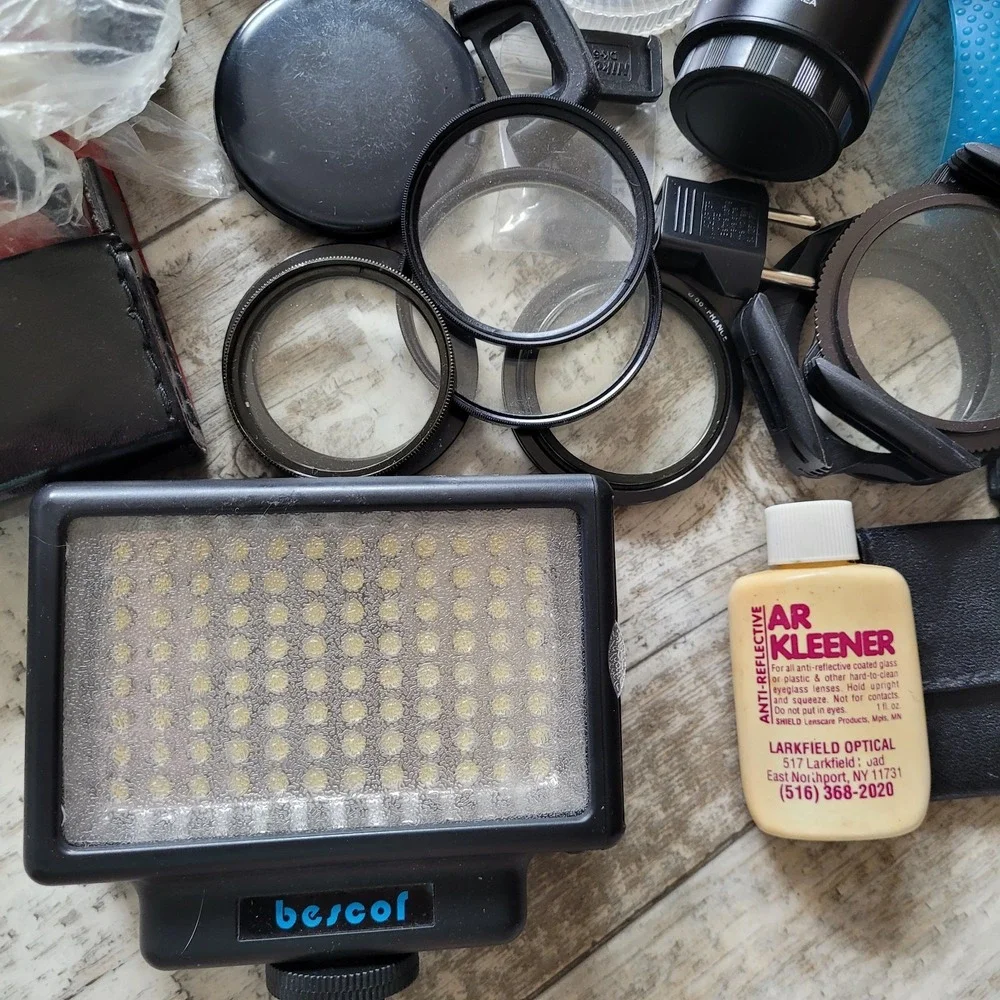 HUGE Camera Accessory Lot Nikon, Tiffen, Bescor, Filters, Cases AS-IS UNTESTED